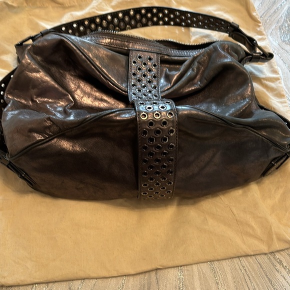 Michael Kors bag, soft leather, silver grey with rivetting detail. EUC - Picture 5 of 6